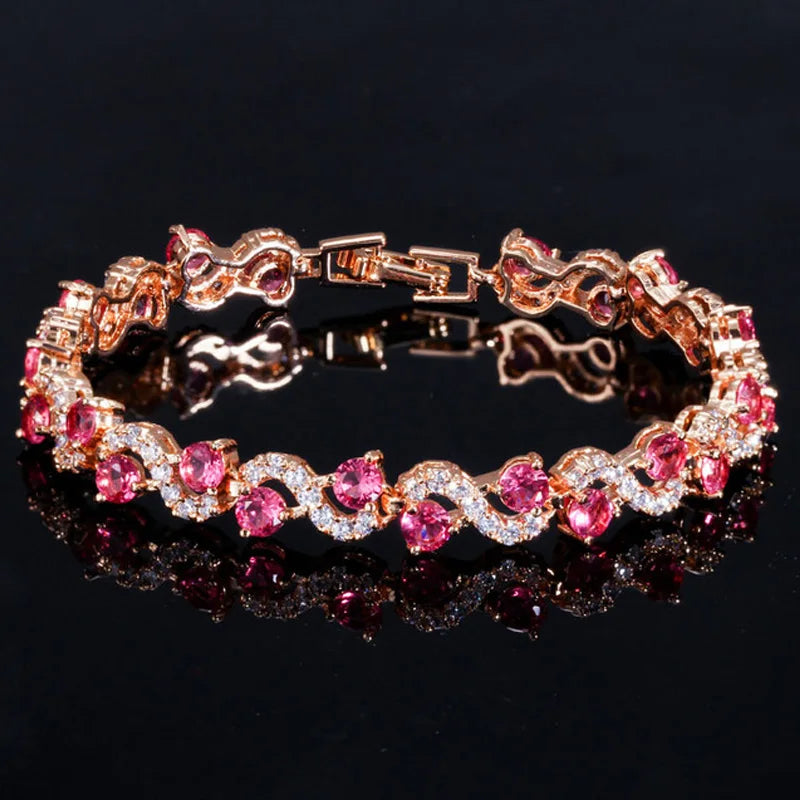 Pulsera Elegante de Plata con Piedras Azules y Cristales Brillantes